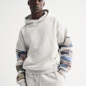 Abercrombie & Fitch Essential popover hoodie light heather gray patchwork